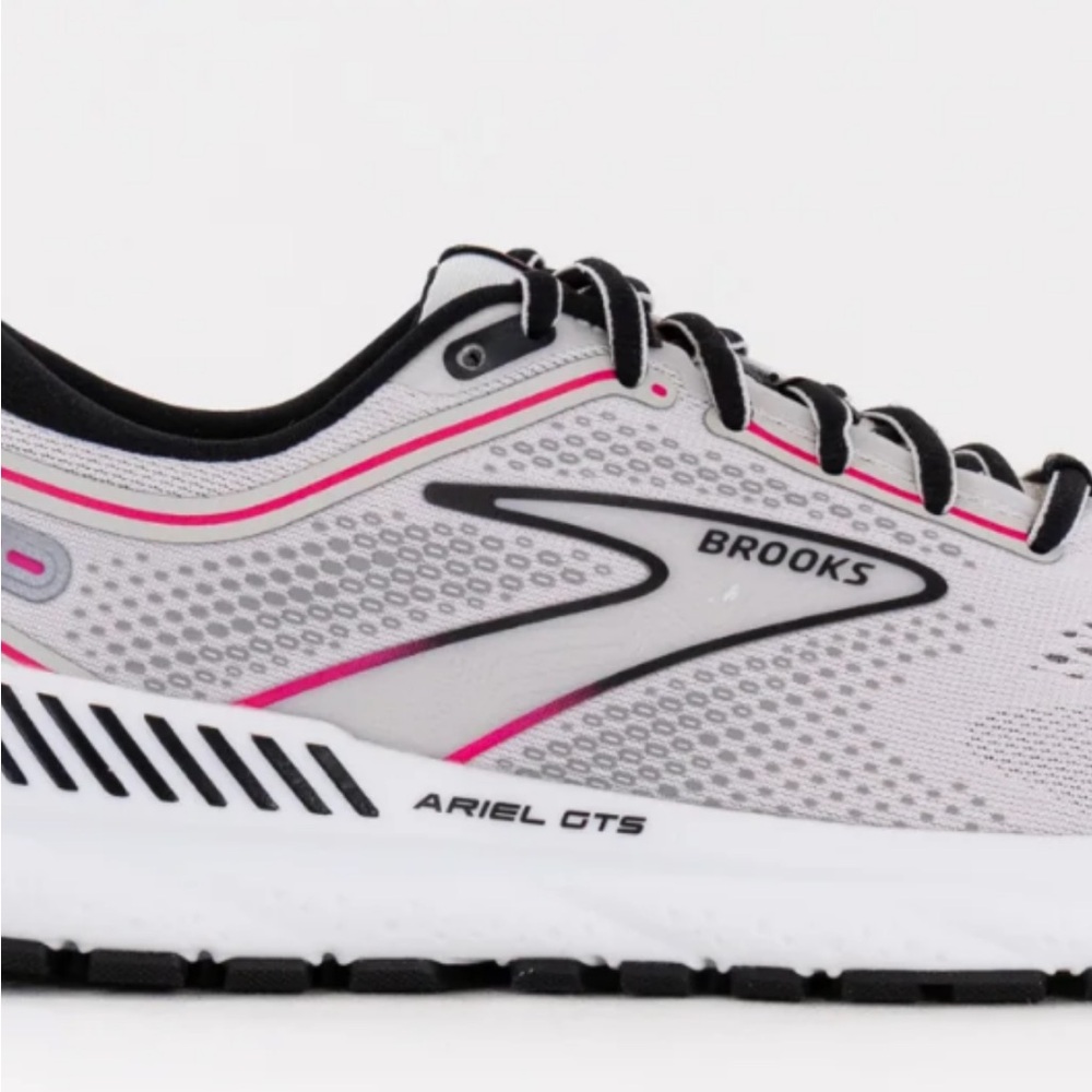 White and Pink  Gray Brooks Athletic Shoes